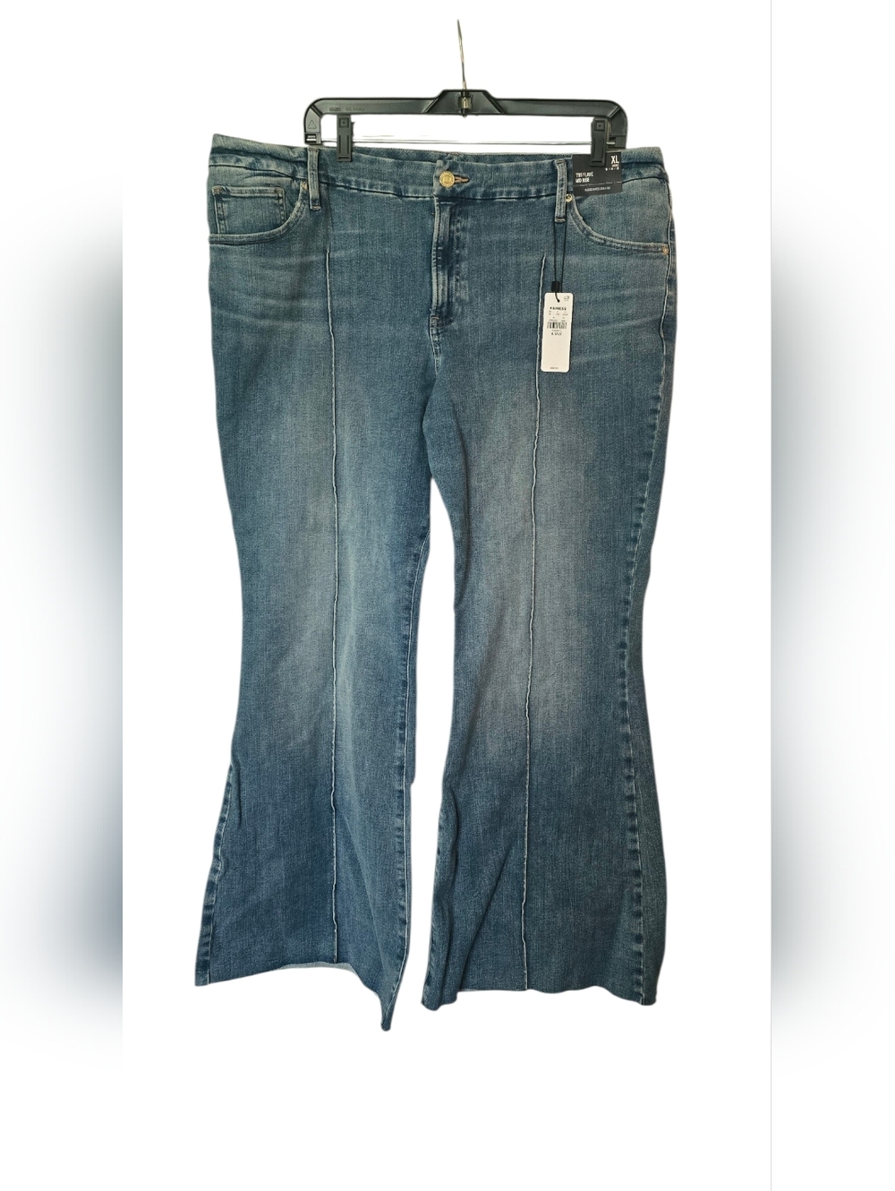 Express Medium Blue 70's Flare Midrise Flex Hyper Stretch Jeans